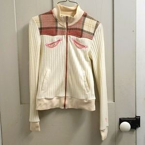 Gentle Fawn XS women's white wool zip-up sweater